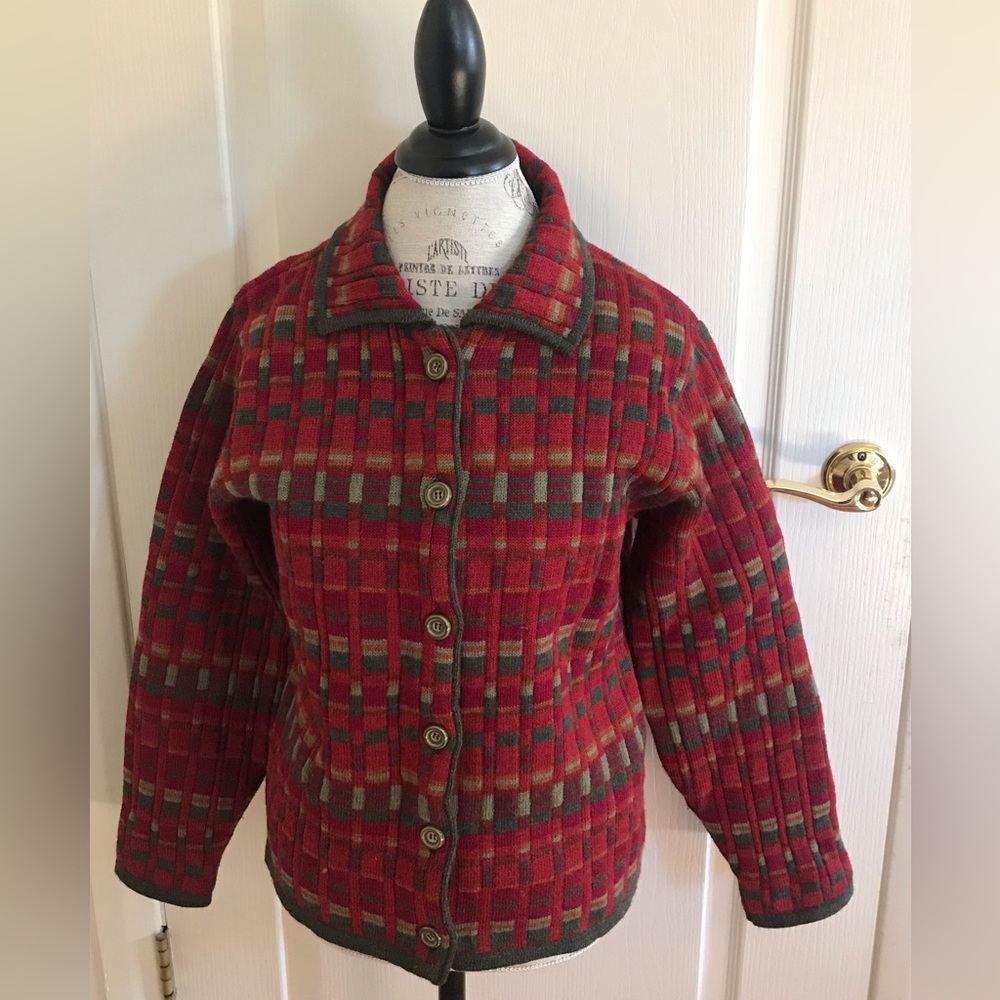 Cherry Lewis Medium Nordic Cardigan Wool Sweater